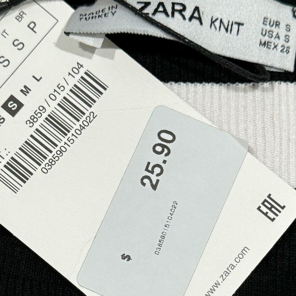 New ZARA Knit Women’s Short Sleeve Off Shoulder Stripe Shirt Sz S Coral Black - Picture 4 of 7